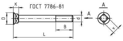 Болт с потайной головкой и квадратным подголовком