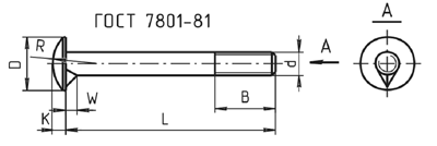 Болт с увеличенной полукруглой головкой и усом